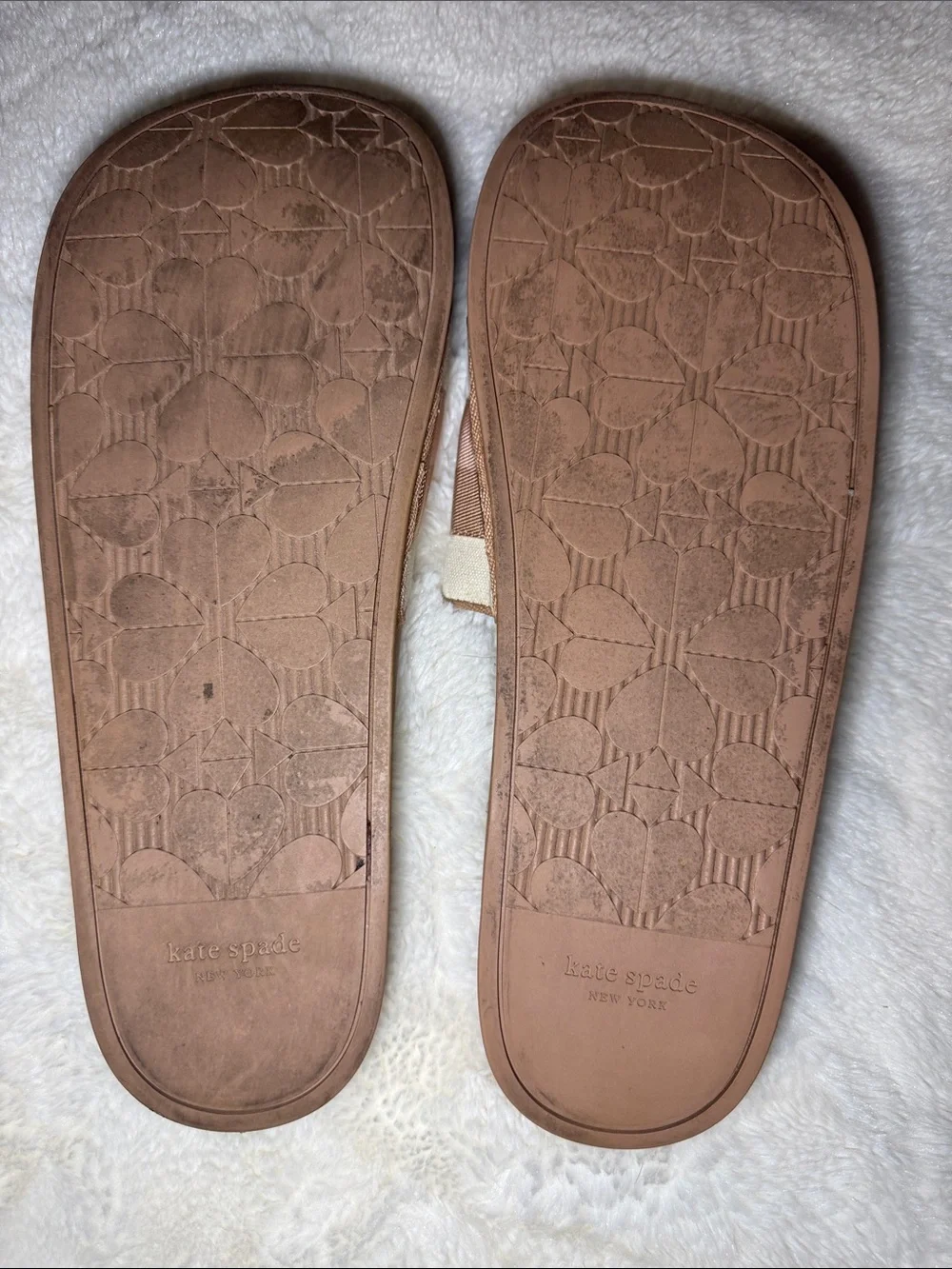 kate spade Pink and Cream Logo Slide Sandals